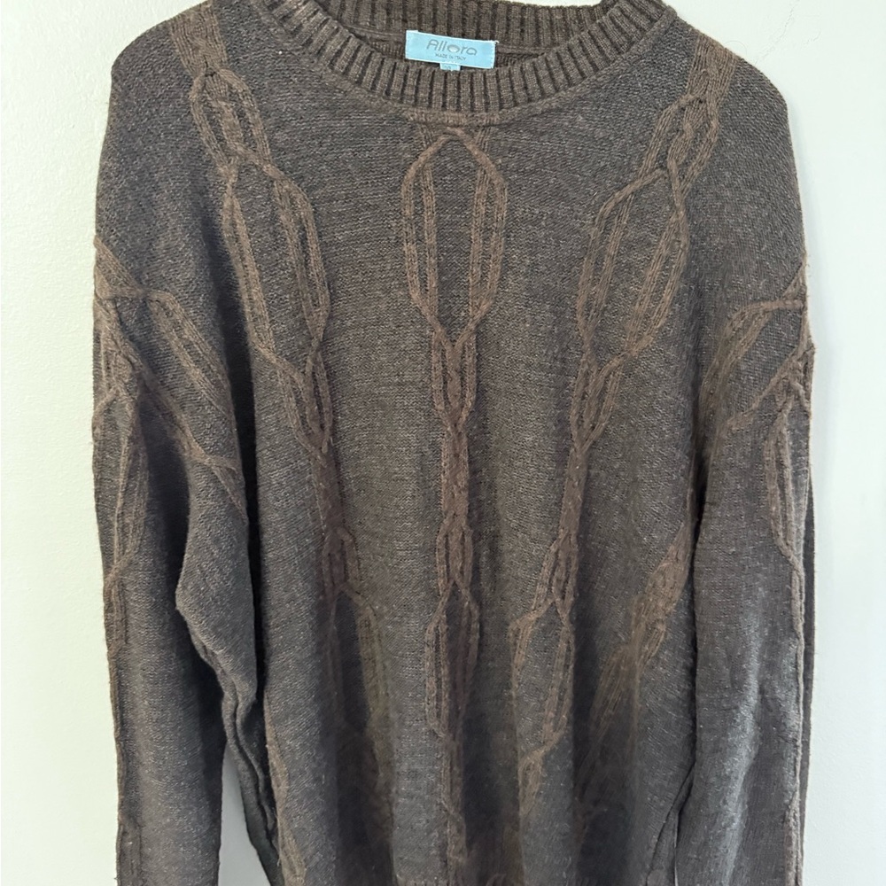 Allora Dark Brown Knit Sweater size XL wool blend Vintage